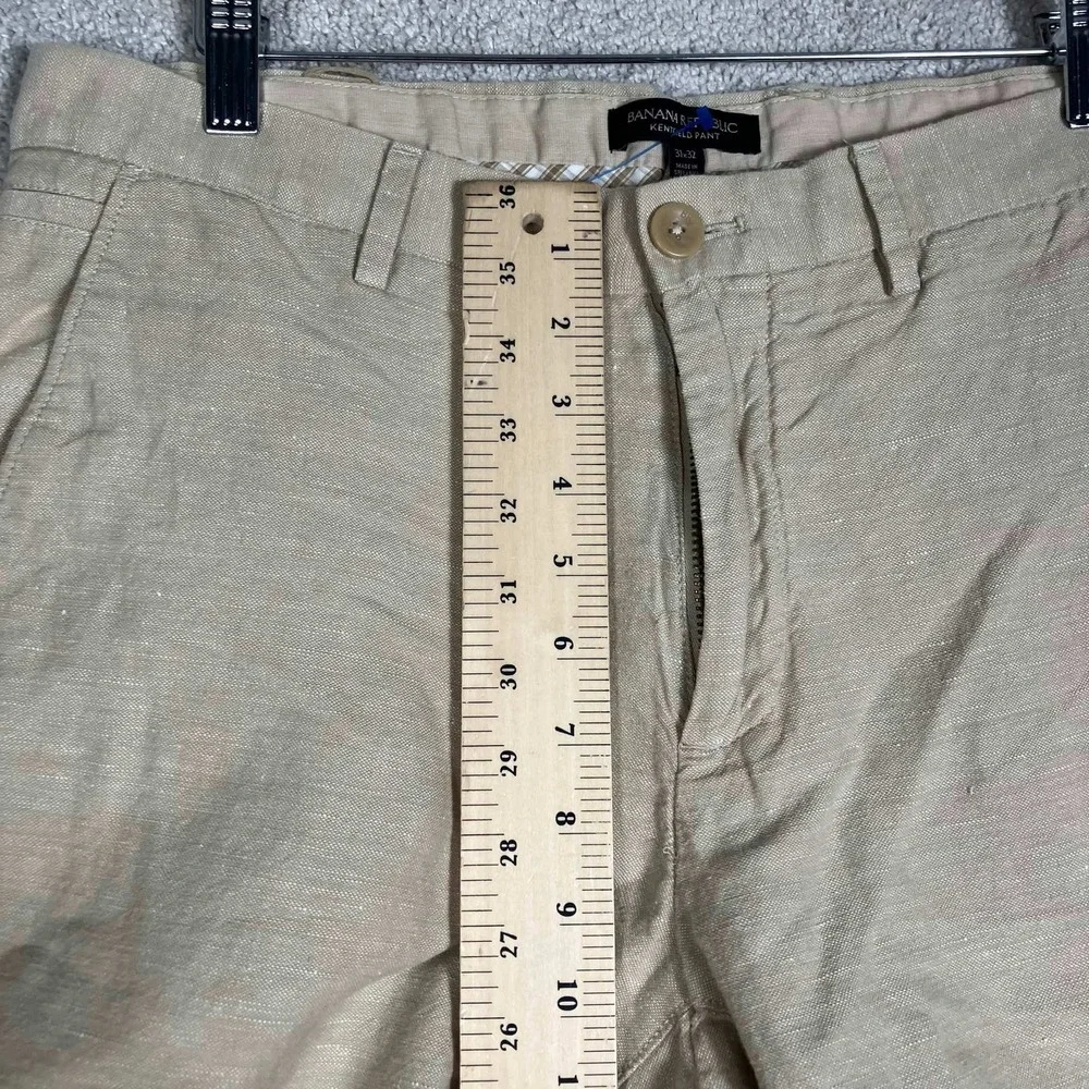 Banana Republic 31x32 Kentfield Straight Linen Blend Beige Mens Dress Pants